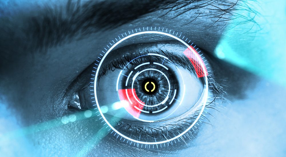 laser scanning eye. blue tone