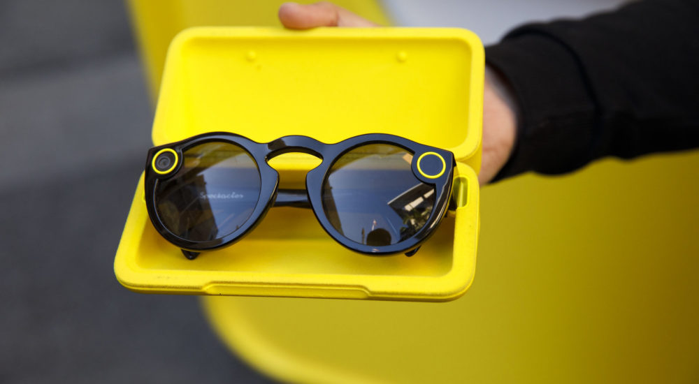 Snap Spectacles by Snap Inc. are displayed for a photograph in Universal City, California, U.S., on Wednesday, Feb. 7, 2018. Snap's first earnings beat as a public company, prompted at least five upgrades from analysts after the social-media company reported fourth-quarter revenue and daily active users ahead of estimates. Photographer: Patrick T. Fallon/Bloomberg via Getty Images