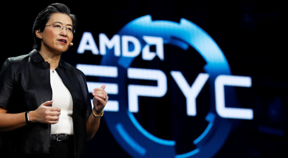 Lisa Su, president and CEO of AMD, talks about the AMD EPYC processor during a keynote address at the 2019 CES in Las Vegas, Nevada, U.S., January 9, 2019. REUTERS/Steve Marcus