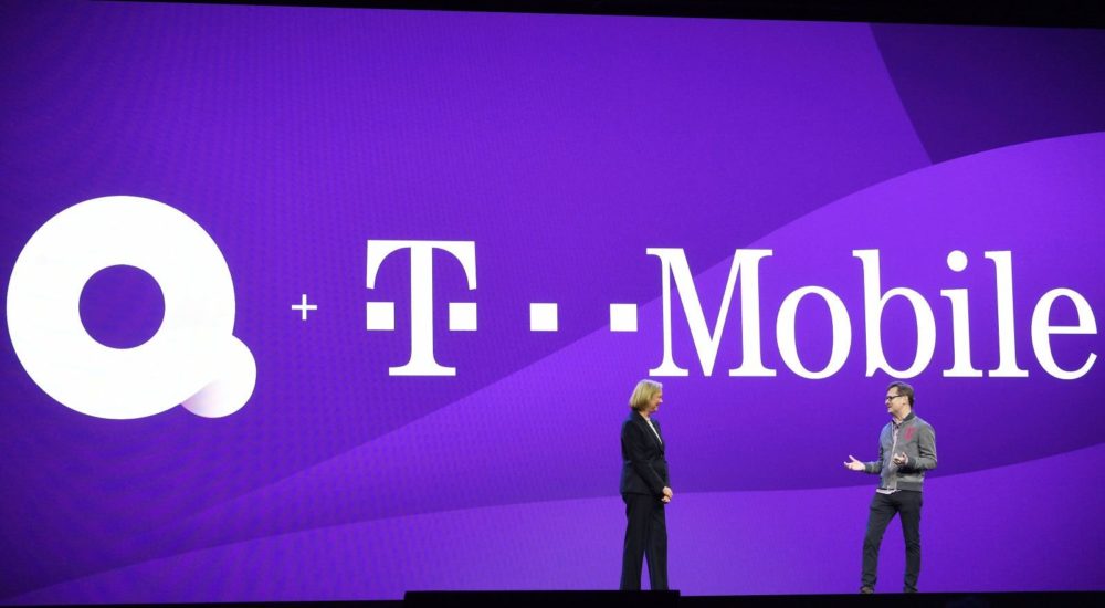 LAS VEGAS, NEVADA - JANUARY 08: Quibi CEO Meg Whitman and T-Mobile President and COO Mike Sievert speak on stage at CES at the Park Theater in Park MGM on January 08, 2020 in Las Vegas, Nevada. (Photo by Denise Truscello/Getty Images for Quibi)